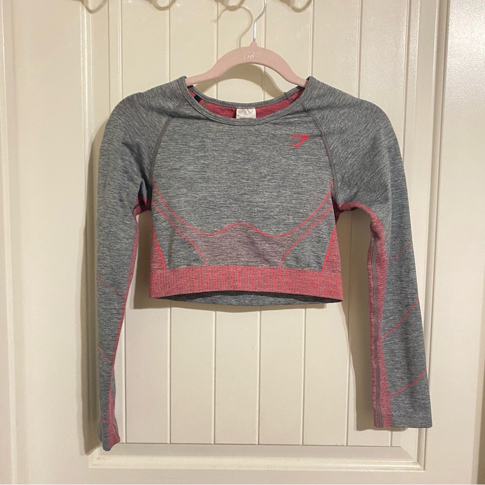 Gymshark Long Sleeve Top in Gray and Pink
